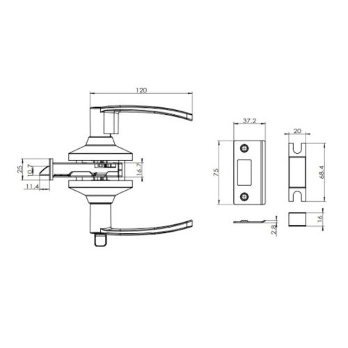 Khóa tay nắm gạt Hafele DIY 489.10.820 3 Kích thước khóa tay nắm gạt Hafele DIY 489.10.820