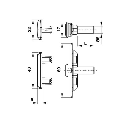 Kích thước khớp nối L18.5mm Hafele 972.05.161