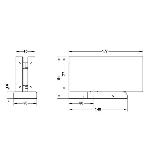Kích thước lắp Bản lề dương sàn 100Kg Hafele HPF100 981.78.902