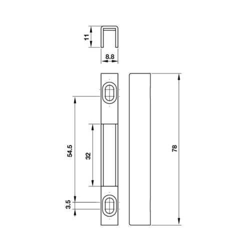 Kích thước mặt nạ khóa cửa sổ trượt nhôm Hafele 911.38.212