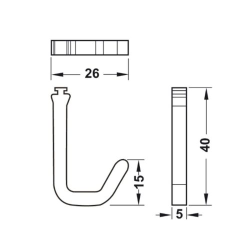 Kích thước móc treo đồ làm bếp Hafele 523.00.390