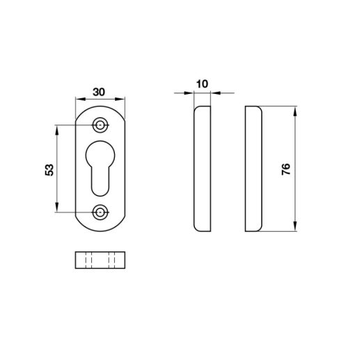 Kích thước nắp che ruột khóa cửa nhôm Hafele 905.59.040