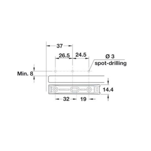 Nêm nhấn dài đầu nam châm Hafele 356.12.705 3 Kích thước nêm nhấn dài đầu nam châm Hafele 356.12.705