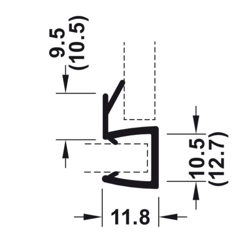 Kích thước ron cửa kính 90º kính dày 8-10mm Hafele 950.50.002