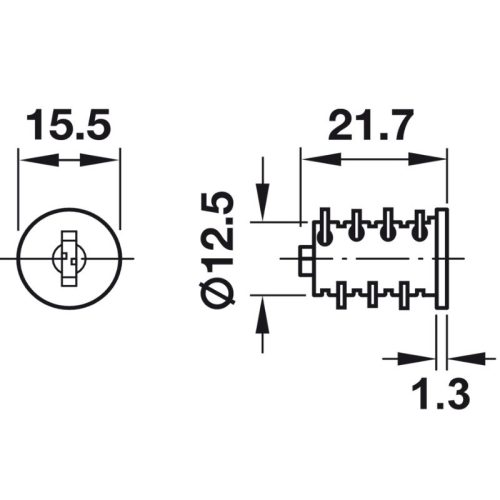 Ruột khóa Symo chìa riêng Hafele 210.40.600 3 Kích thước ruột khóa Symo chìa riêng Hafele 210.40.600
