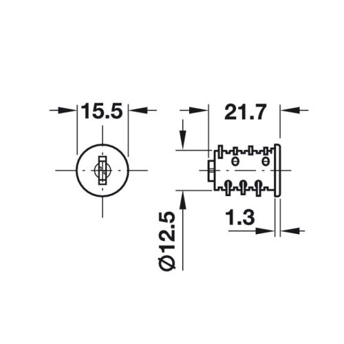 Ruột khóa tủ SYMO 3000 Hafele 210.41.611 4 Kích thước ruột khóa tủ SYMO 3000 Hafele 210.41.611