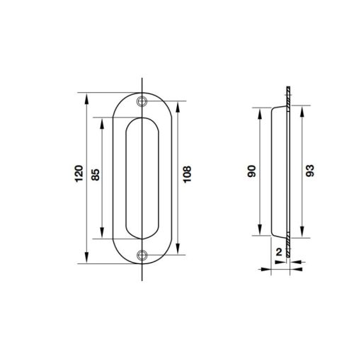 Kích thước tay nắm âm Hafele 489.72.101