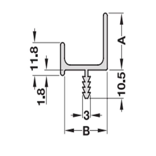 Kích thước tay nắm dạng thanh nhôm 3000mm Hafele 126.27.905