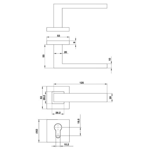 Tay nắm gạt có nắp che Hafele DIY 499.62.216 3 Kích thước tay nắm gạt có nắp che Hafele DIY 499.62.216