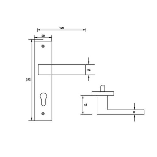 Tay nắm gạt đế dài C/C 72mm Hafele 903.98.463 3 Kích thước tay nắm gạt đế dài C/C 72mm Hafele 903.98.463