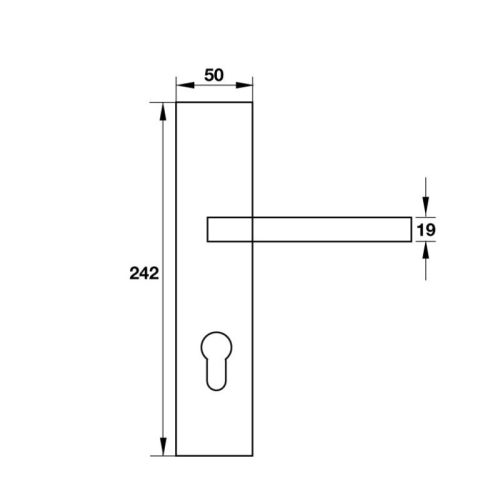 Kích thước tay nắm gạt đế dài C/C 72mm Hafele 903.99.303