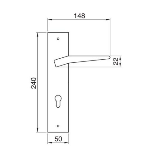 Kich thuoc tay nắm gạt đế dài mở phải C/C 72mm Hafele 901.79.071