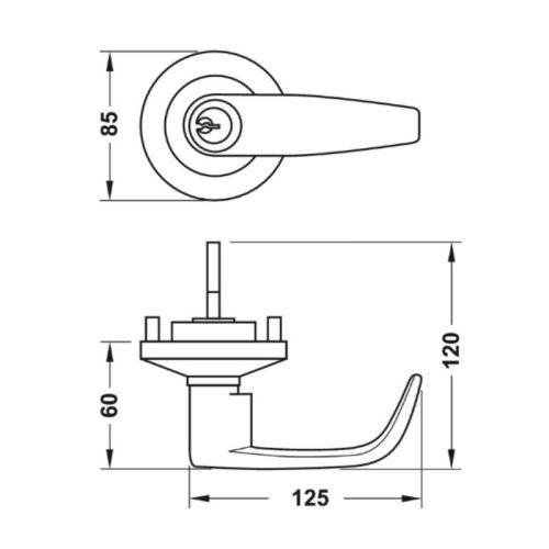 Kích thước tay nắm gạt Hafele 911.56.038
