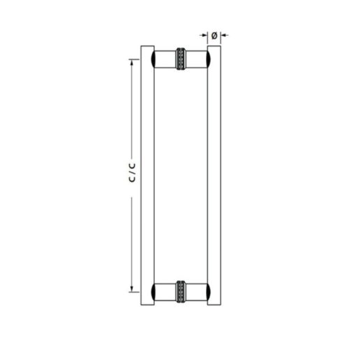 Kích thước tay nắm kéo chữ H dài 600 mm Hafele 903.08.500