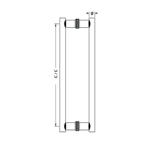Kích thước tay nắm kéo chữ H dài 800 mm Hafele 903.08.502