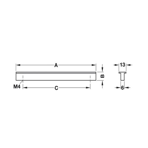 Kích thước tay nắm nhôm 120 mm Hafele 107.24.901