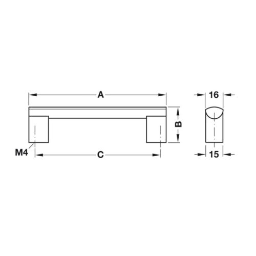 Kích thước tay nắm nhôm 204 mm Hafele 110.74.924