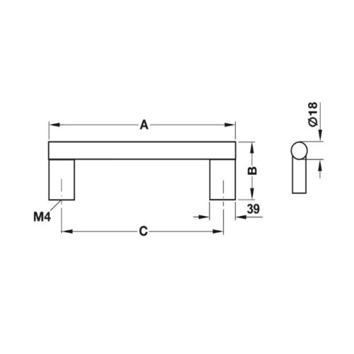 Kích thước tay nắm nhôm 359 mm Hafele 107.55.938
