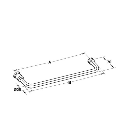 Kích thước tay nắm phòng tắm kính 450mm Hafele 903.12.371