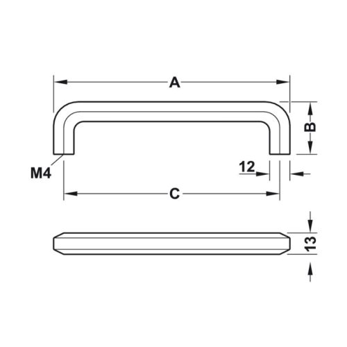 Kích thước tay nắm tủ Hafele 106.62.905