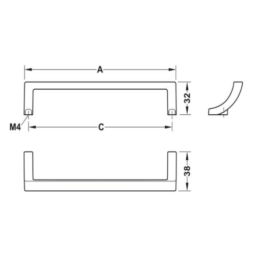 Kích thước tay nắm tủ Hafele 106.69.311