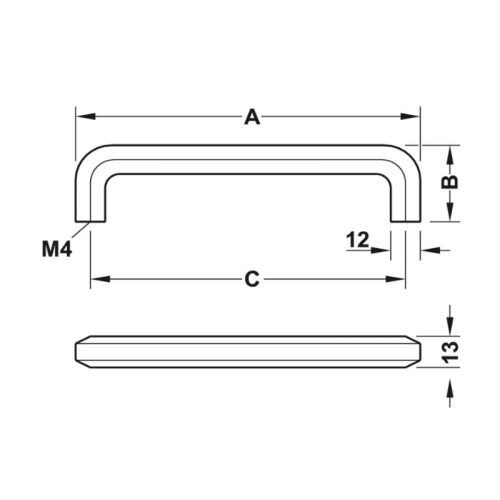 Kích thước tay nắm tủ Hafele 106.62.006