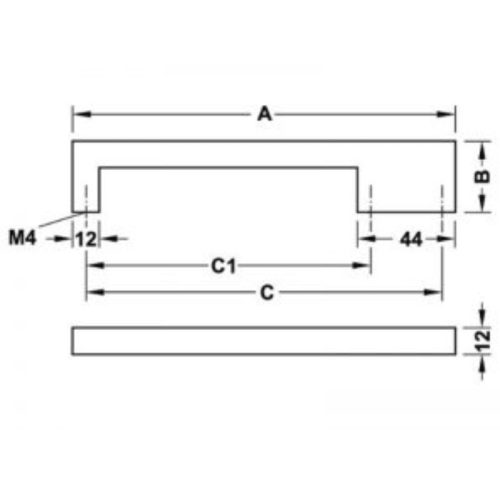 Kích thước tay nắm tủ 204mm H1380 Hafele 110.34.358