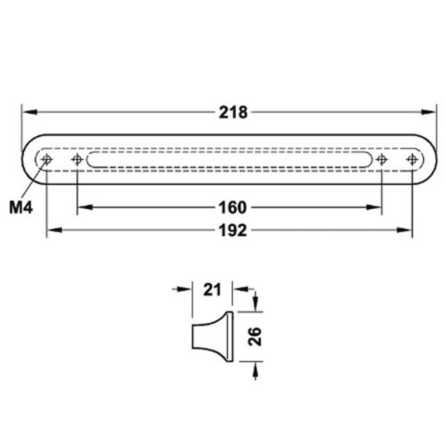 Kích thước tay nắm tủ 218mm H1520 Hafele 106.61.764
