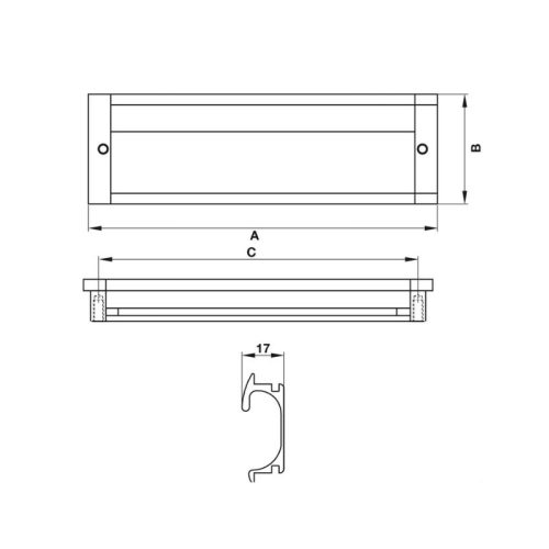 Kích thước tay nắm tủ âm 141mm Hafele 151.76.922