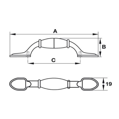 Kích thước tay nắm tủ Hafele 121.26.141