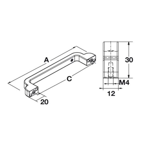Kích thước tay nắm tủ D180mm Hafele 106.61.144