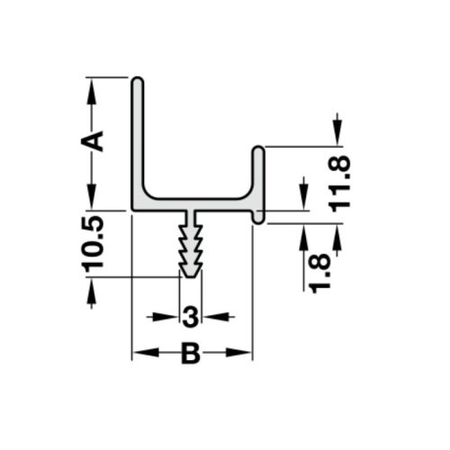 Kích thước tay nắm tủ dạng thanh nhôm Hafele 126.27.909