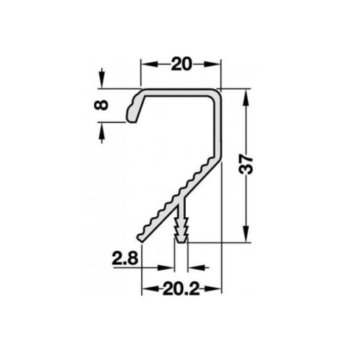 Kích thước tay nắm tủ dạng thanh nhôm Hafele 126.34.925