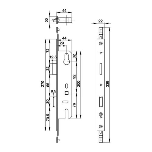 Kích thước thân khóa cửa nhôm 40mm Hafele 911.50.914
