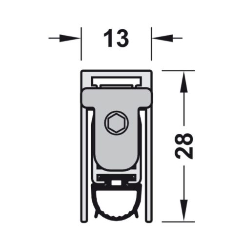 Kích thước thanh chắn bụi tự động 1208 mm Hafele 950.45.018