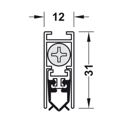 Thanh chắn bụi tự động 830 mm Hafele 950.05.342 4 Kích thước thanh chắn bụi tự động 830 mm Hafele 950.05.342