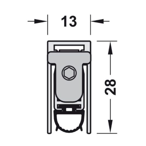 Kích thước thanh chắn bụi tự động 833 mm Hafele 950.45.015