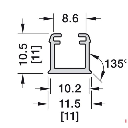 Kích thước thanh dẫn đèn lắp âm Hafele 833.72.898