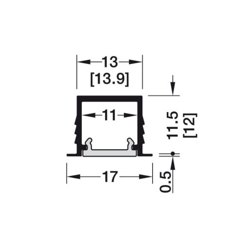 Kích thước thanh dẫn đèn Led lắp âm Hafele 833.95.723