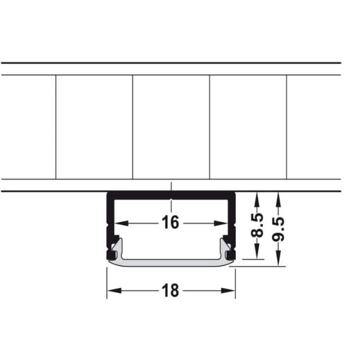 Kích thước thanh dẫn đèn Led lắp nổi Hafele 833.72.843