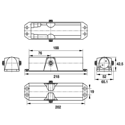 Kích thước thiết bị đóng cửa tự động 80Kg Hafele 931.77.129