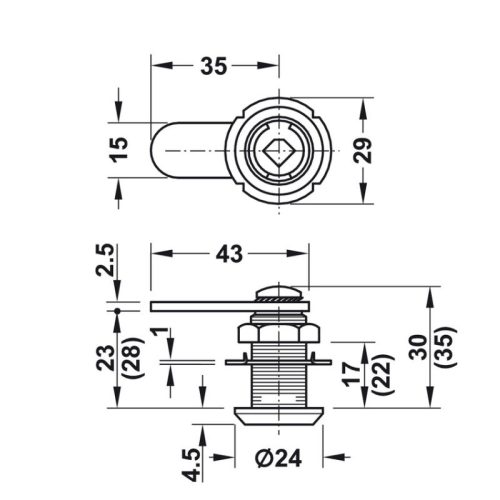 Vỏ khóa cốp Hafele 235.88.621 3 Kích thước vỏ khóa cốp Hafele 235.88.621