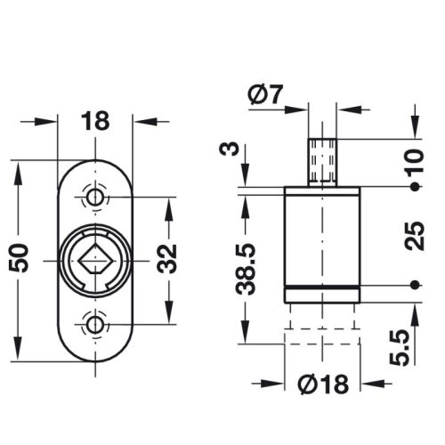Vỏ khóa nhấn SYMO3000 Hafele 234.65.601 3 Kích thước vỏ khóa nhấn SYMO3000 Hafele 234.65.601