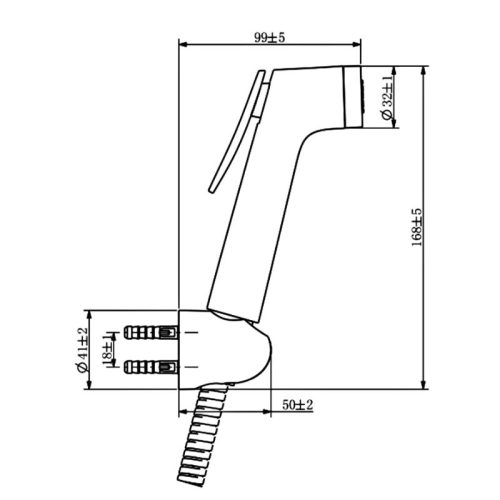 Kích thước vòi xịt vệ sinh Airsense Hafele 485.95.078