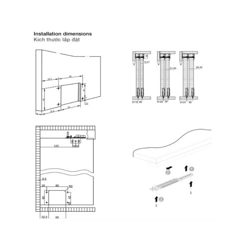 Lắp đặt của phụ kiện cửa trượt tủ Slido Classic 50 IF Hafele 401.30.000