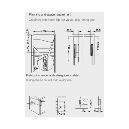 Bộ tay nâng điện Hafele Free Fold 372.29.704 3 Thiết kế của bộ tay nâng điện Hafele Free Fold 372.29.704