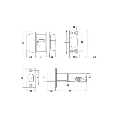 Thiết kế của khóa cóc 1 đầu chìa 1 đầu vặn loại lớn Hafele 911.64.274