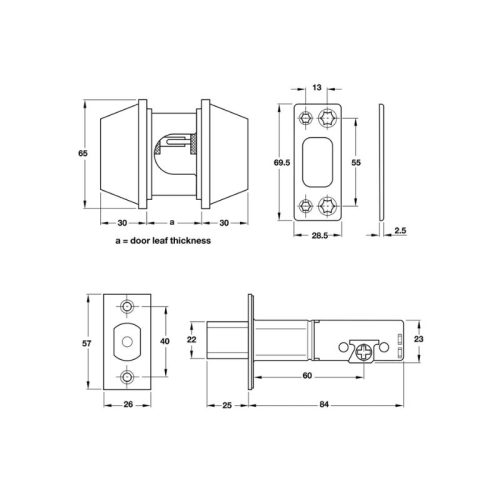 Thiết kế của khóa cóc 2 đầu chìa loại lớn Hafele 911.64.278