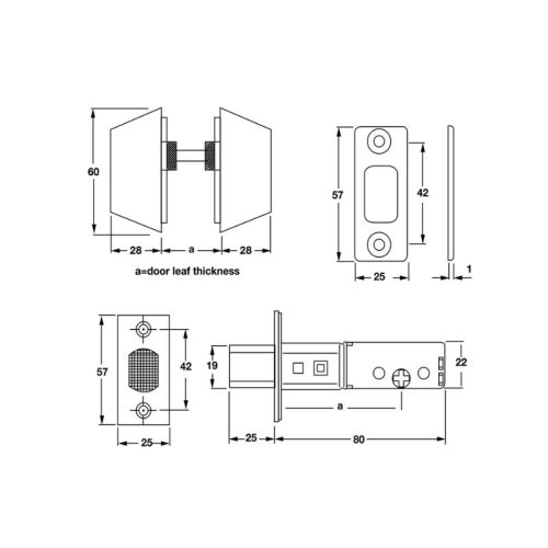 Thiết kế của khóa cóc 2 đầu chìa loại nhỏ Hafele 911.64.229
