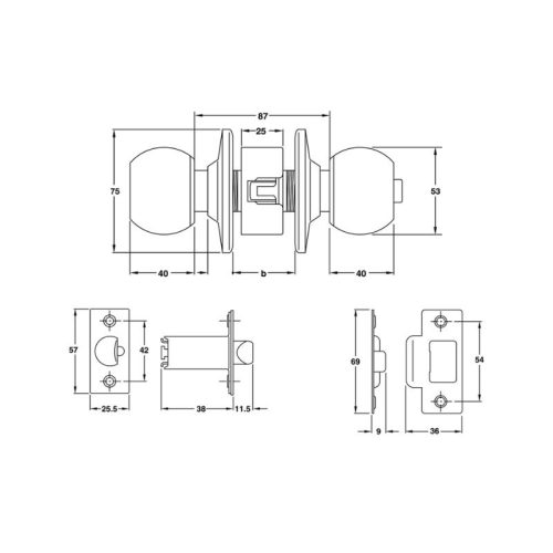 Thiết kế của khóa tay nắm tròn cửa công cộng Hafele 911.64.688
